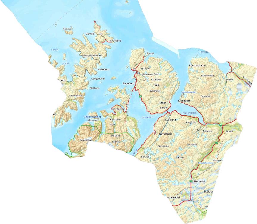 Illustrasjon av Hammerfest Havn's dekkede område